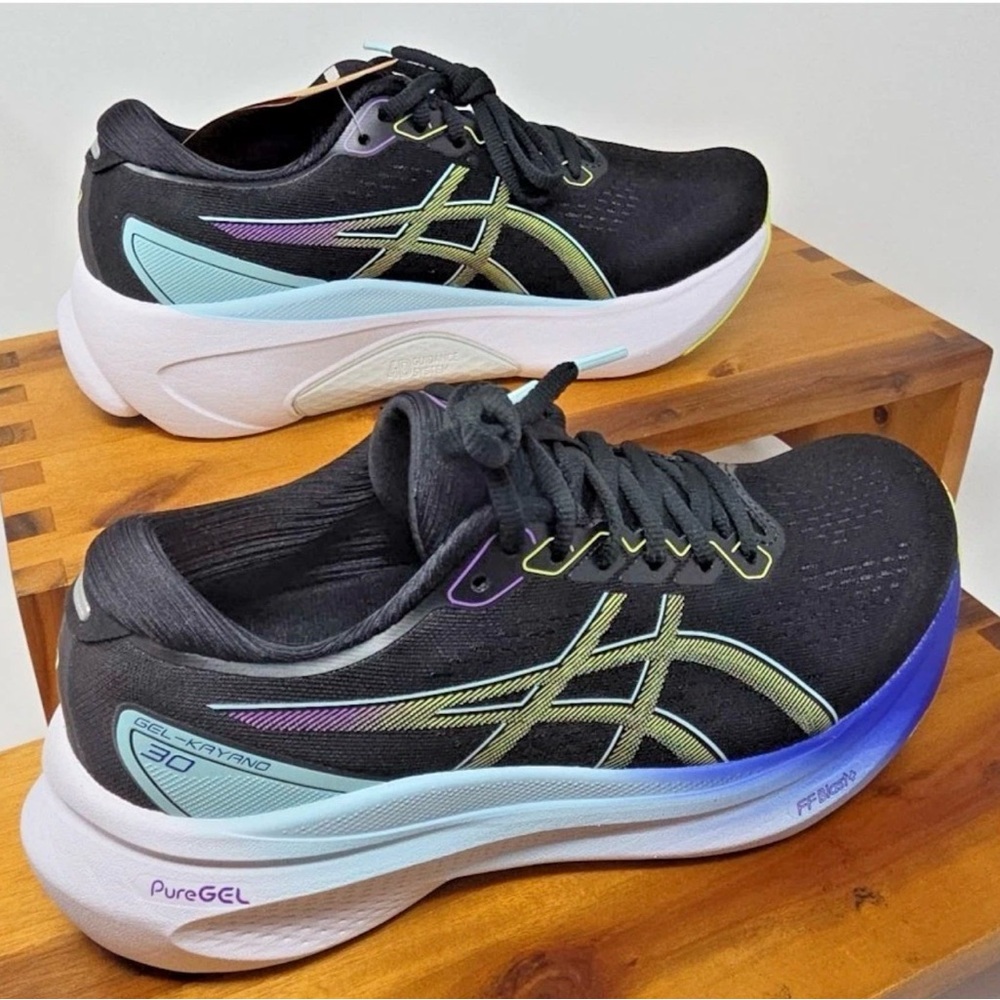 ASICS Black Women's Running Shoes with Mint and Purple Accents
